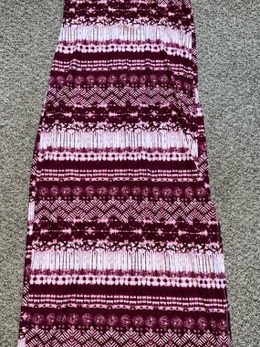 Burgundy and white Patterned Maxi Skirt